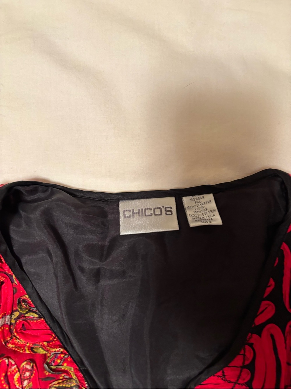 Chico's Red Multi-Pattern Patchwork Blazer - Picture 3 of 3